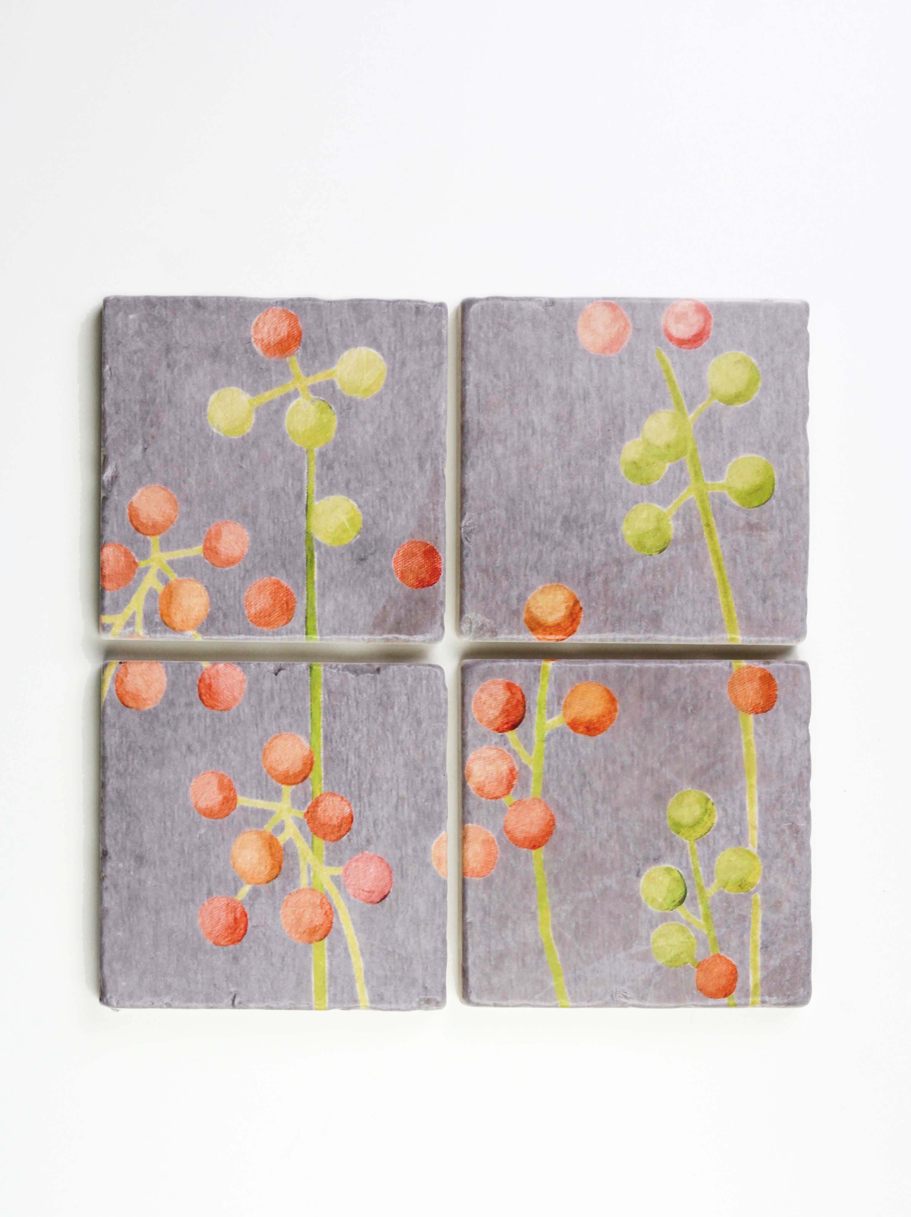 Coaster Set: Brunia on Grey