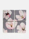 Coaster Set: Cherry Blossoms on Grey