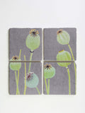 Coaster Set: Poppy Pods on Grey