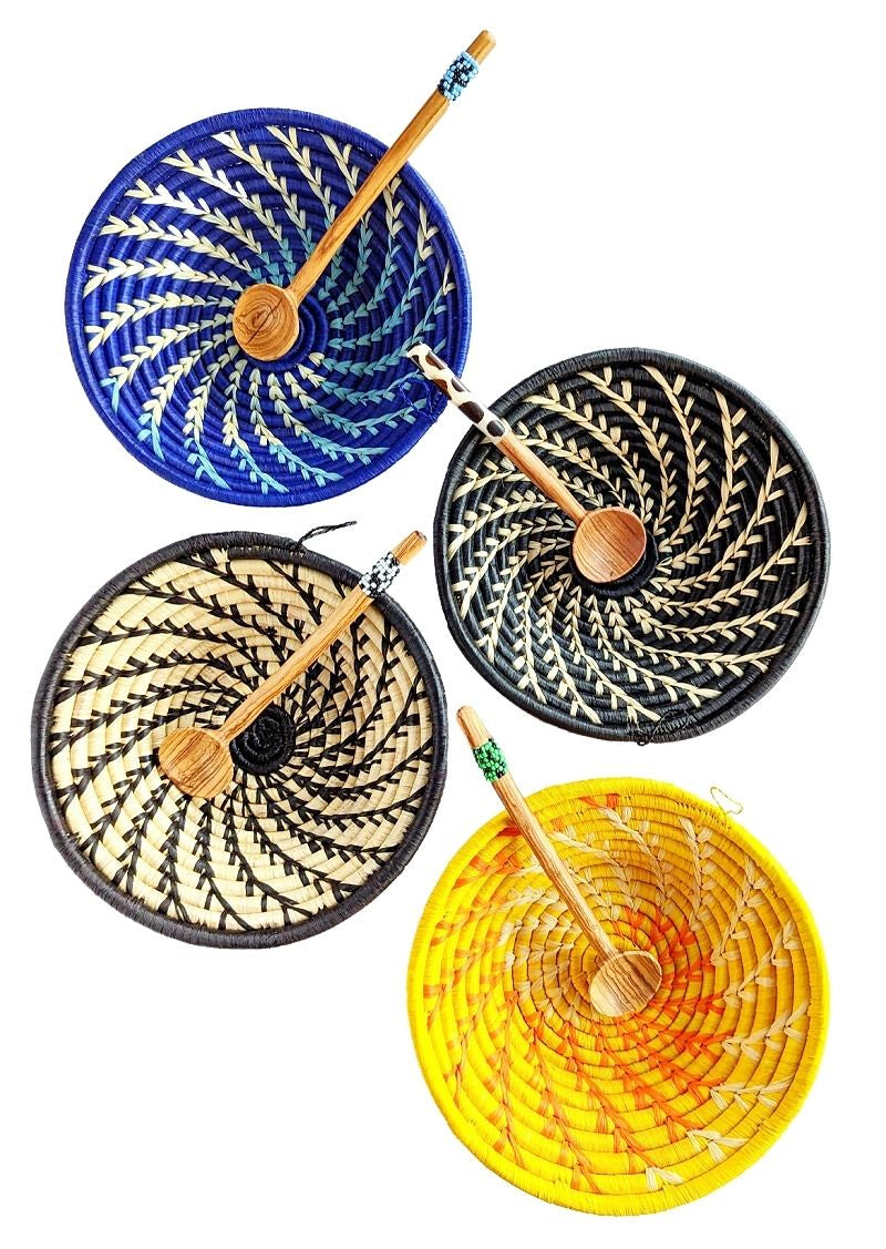 Small Woven Raffia African Baskets - Multiple Colors