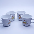 Corelle Spring Meadow Kaffeetassen 4er-Set – Blumenmuster aus den 1970ern