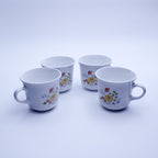 Corelle Spring Meadow Kaffeetassen 4er-Set – Blumenmuster aus den 1970ern