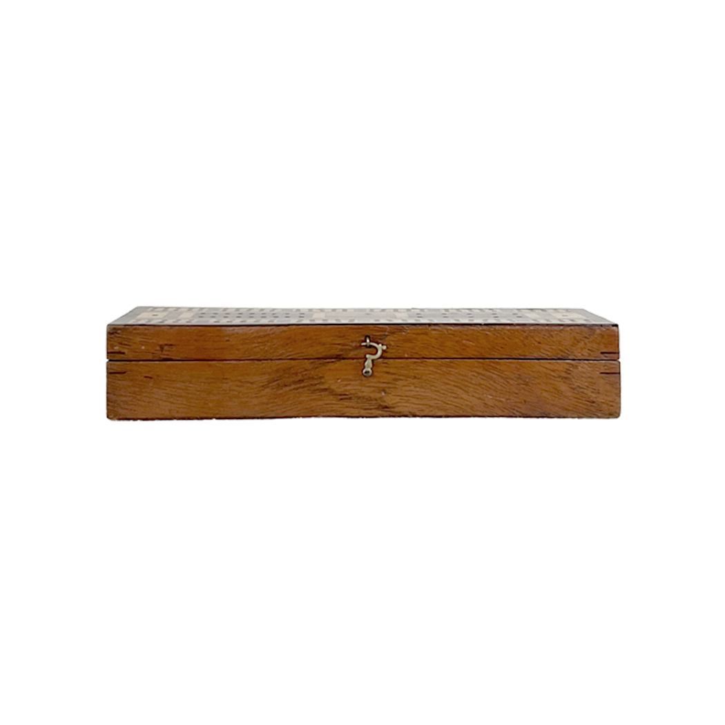 Cribbage Board with Wood Inlay