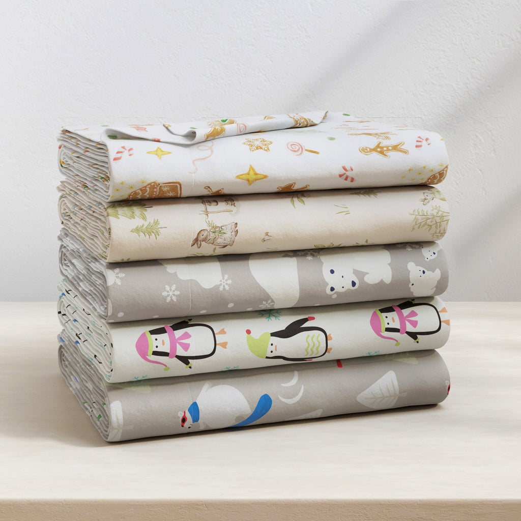 Parure de draps en flanelle de coton turc - Collection Noël pour enfants