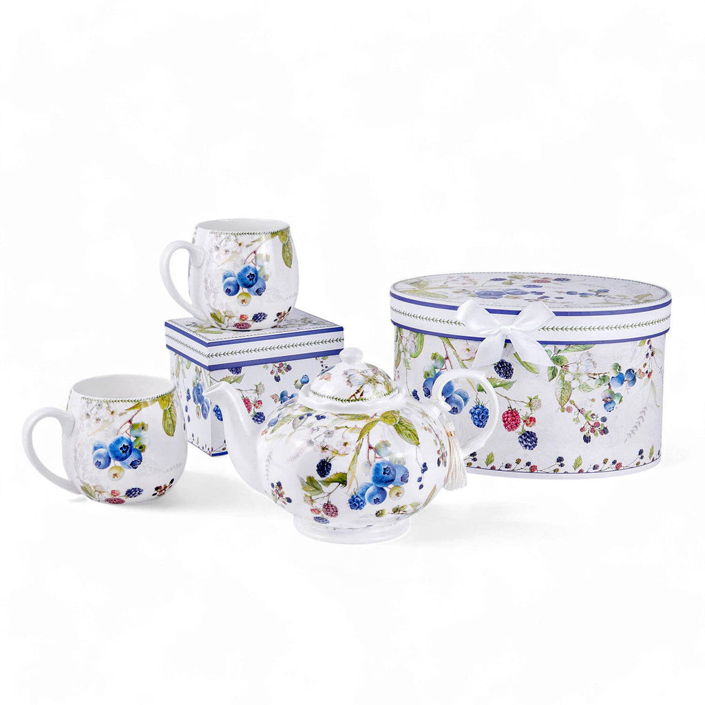 Wild Berries Porcelain Teapot in Gift Box – Floral Everyday Accent