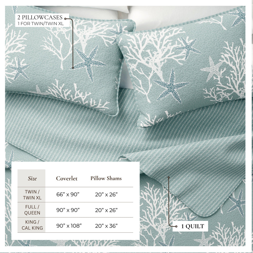 Fenwick Collection Quilt Set - Reversible Coral Microfiber Quilt