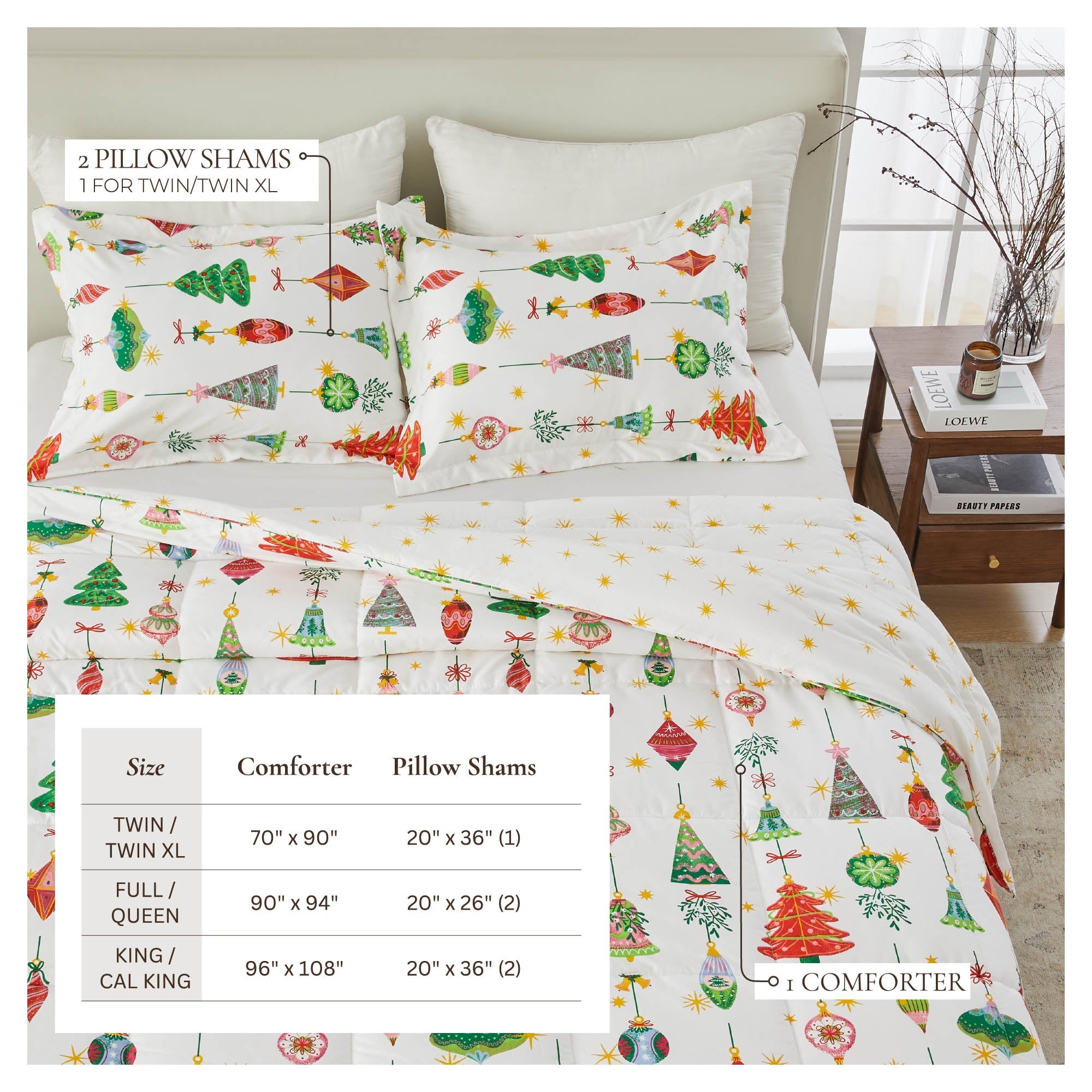 Wendbare Weihnachtsdecke und Kissenbezüge-Set – Holiday / Lodge Odette Kollektion