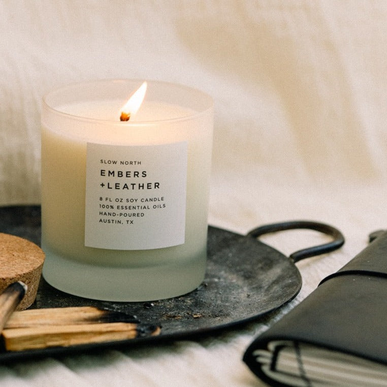 Embers + Leather Signature Candle – Vetiver, Cedar & Patchouli