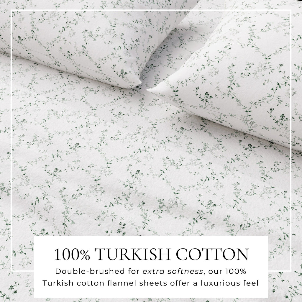 Parure de draps en flanelle de coton turc - Collection florale d'hiver