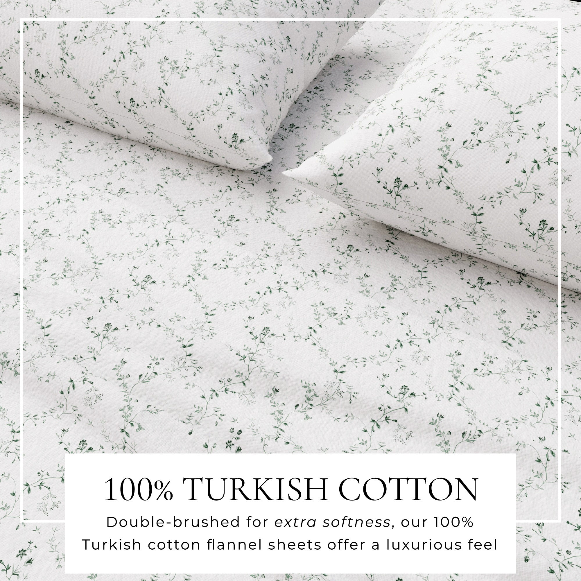 Parure de draps en flanelle de coton turc - Collection florale d'hiver