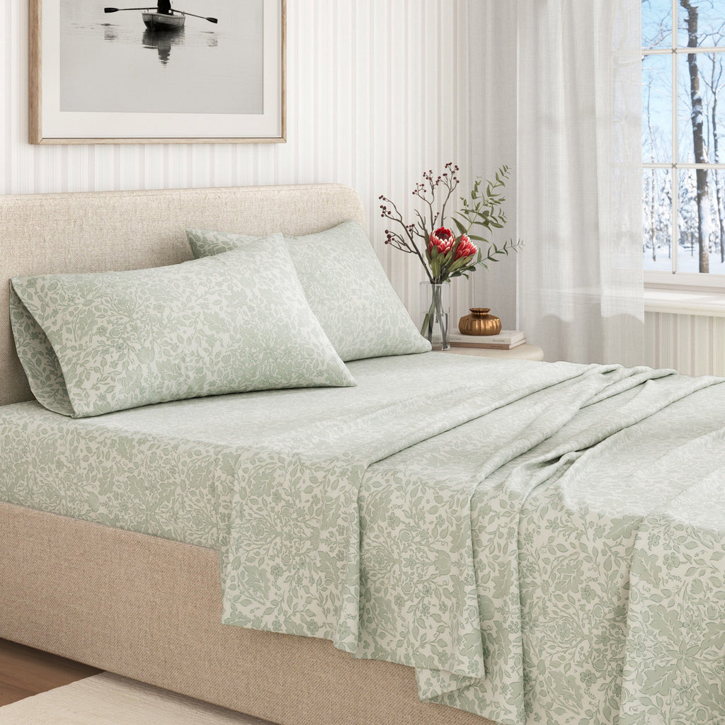 Parure de draps en flanelle de coton turc - Collection florale d'hiver
