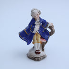 Italian Porcelain Gentleman Figurine - Hand-Painted Blue Coat