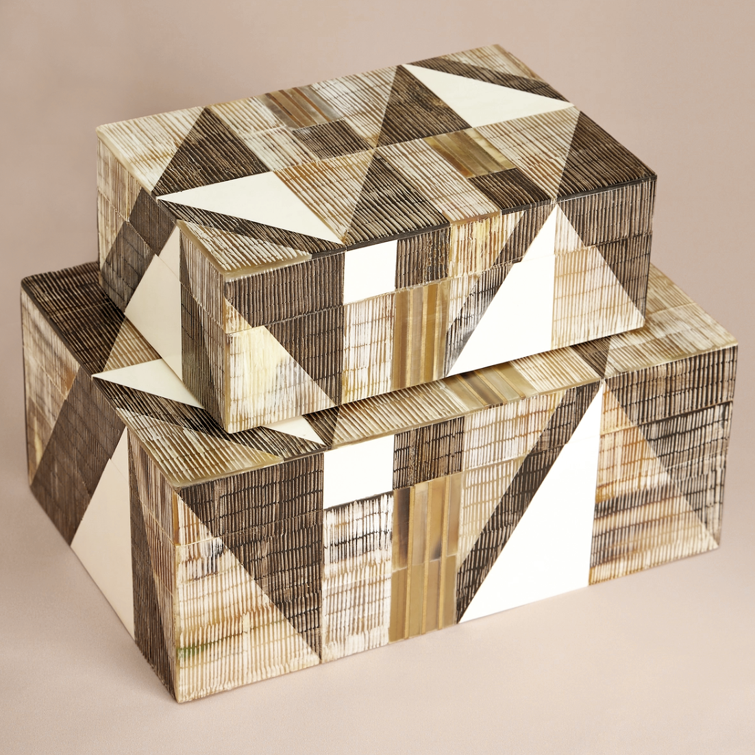 Camel Bone Inlay Decorative Boxes — Brown & Brass