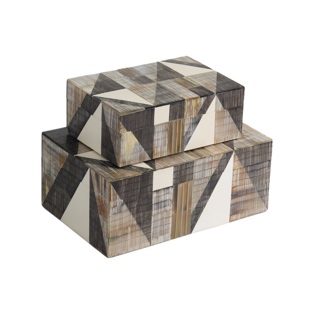 Camel Bone Inlay Decorative Boxes — Brown & Brass