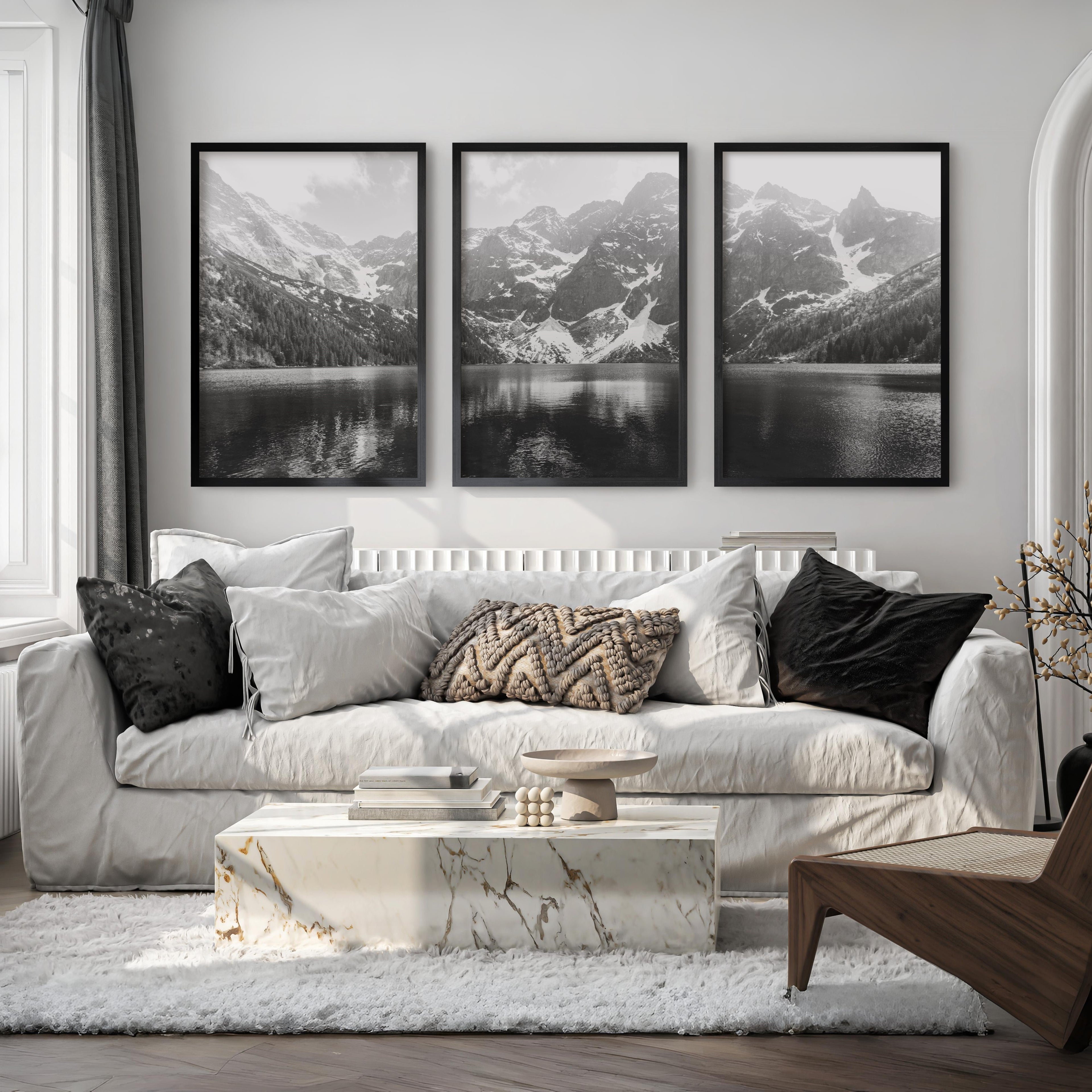 Glacier National Park – Black White Mountain Posters Wall Art