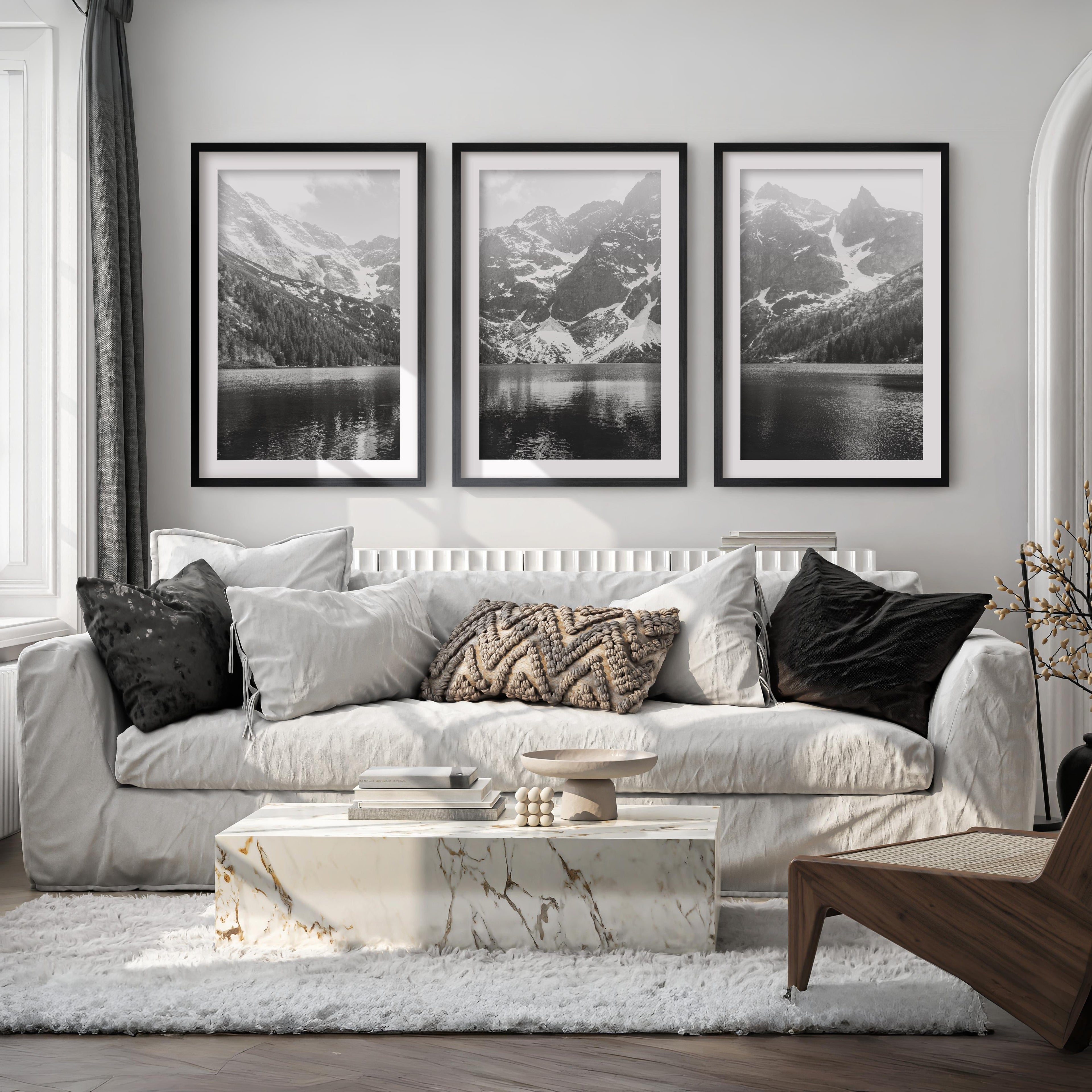 Glacier National Park – Black White Mountain Posters Wall Art