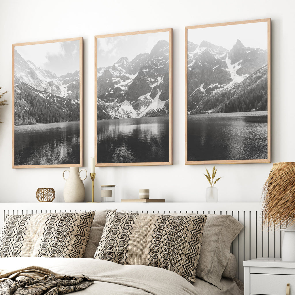 Glacier National Park – Black White Mountain Posters Wall Art