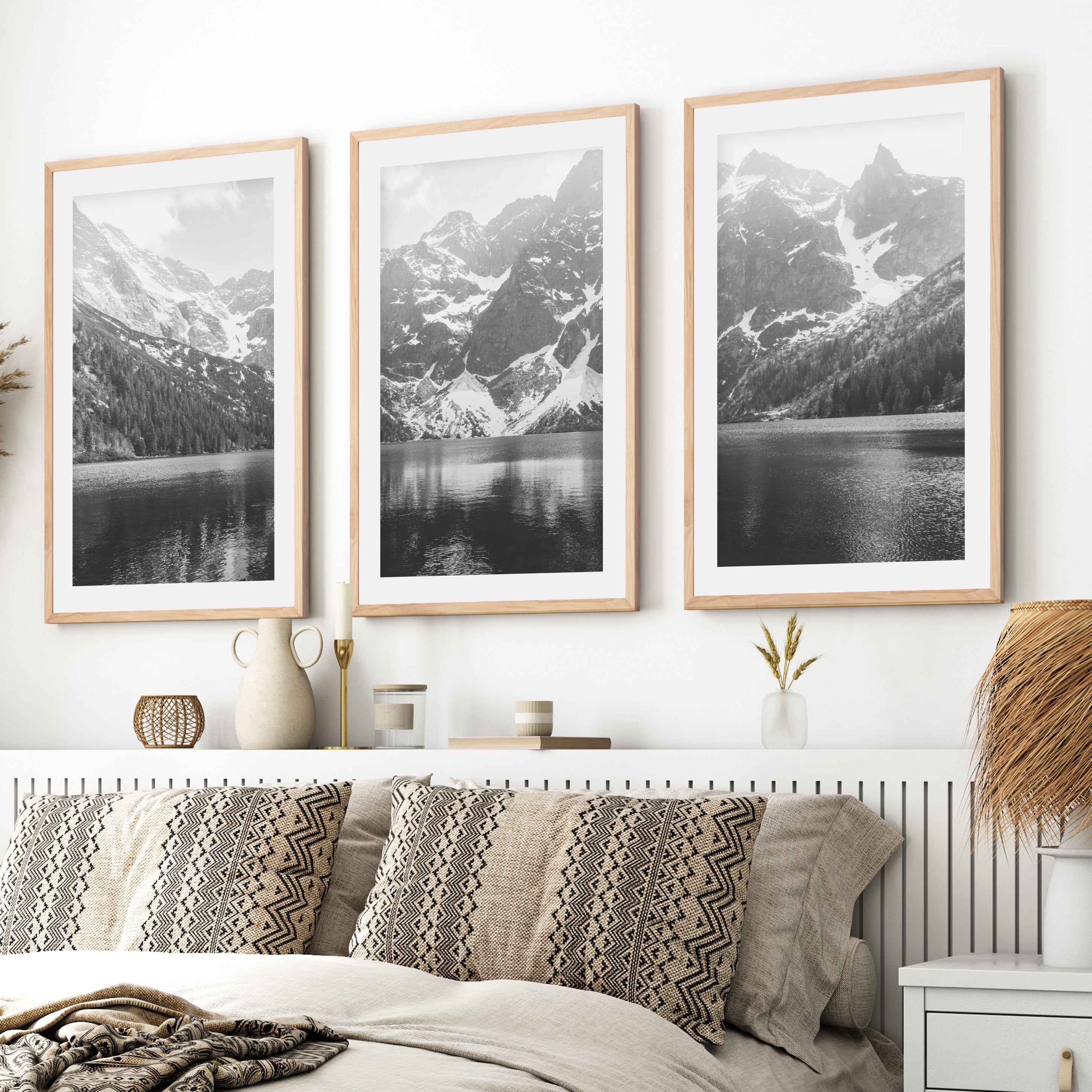 Glacier National Park – Black White Mountain Posters Wall Art