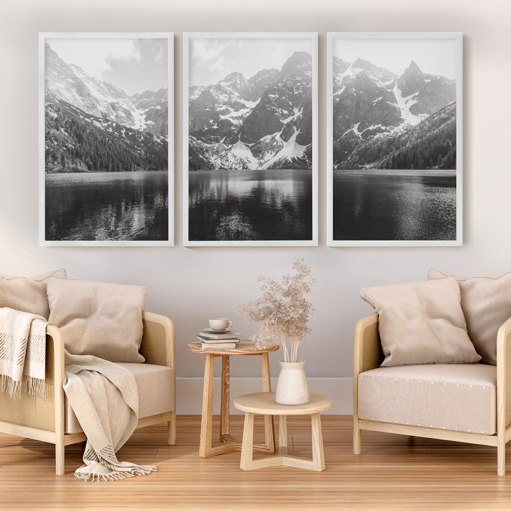 Glacier National Park – Black White Mountain Posters Wall Art