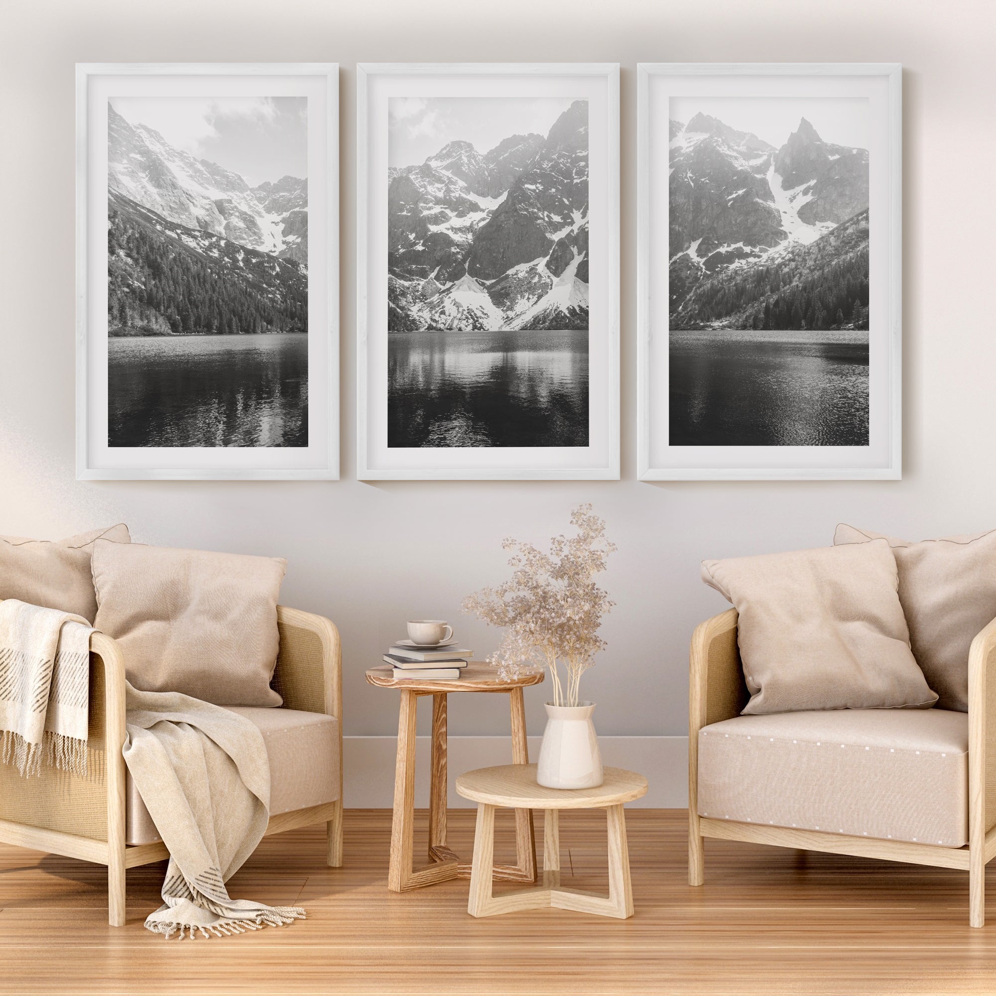 Glacier National Park – Black White Mountain Posters Wall Art