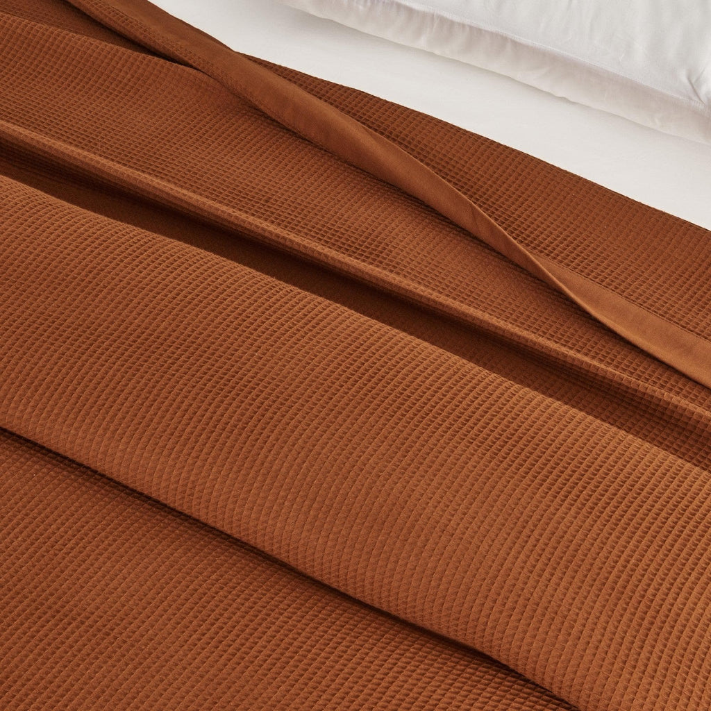 Great Bay Home Waffle Weave Cotton Blanket - Lightweight & Breathable