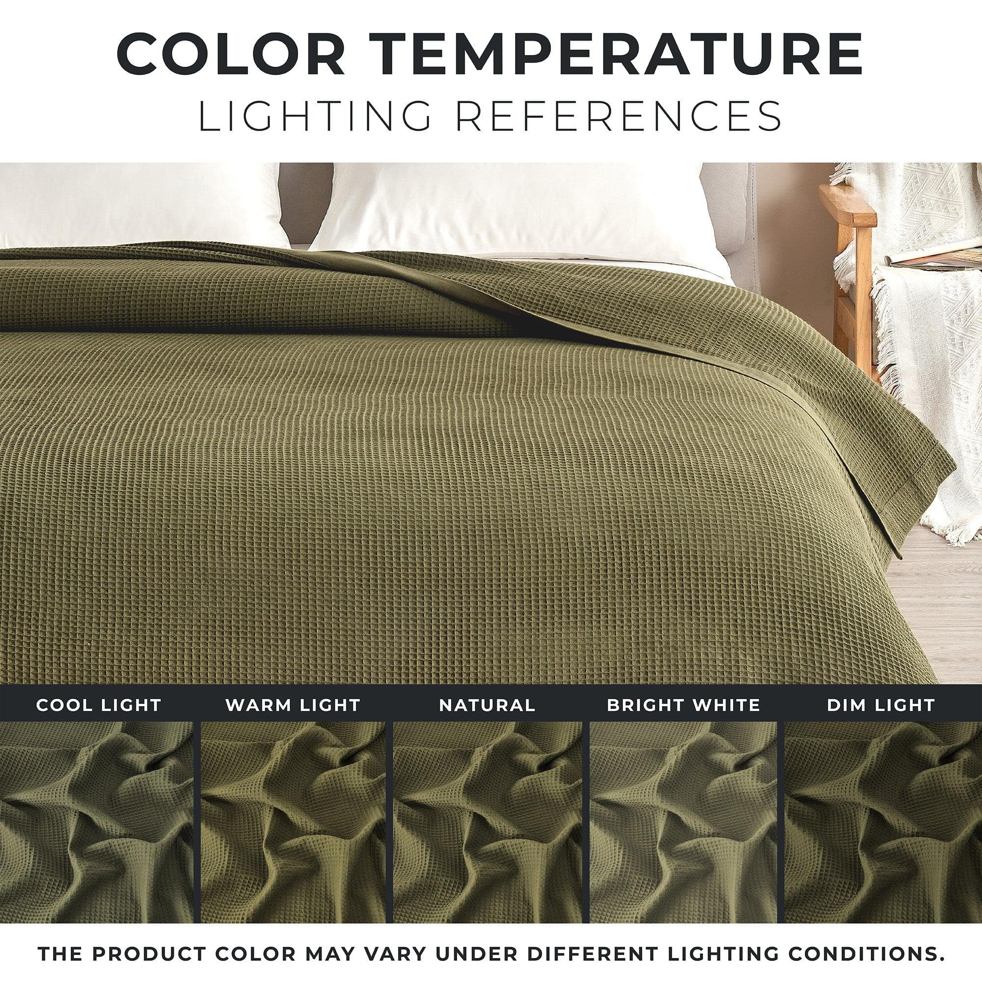 Great Bay Home Waffle Weave Cotton Blanket - Lightweight & Breathable