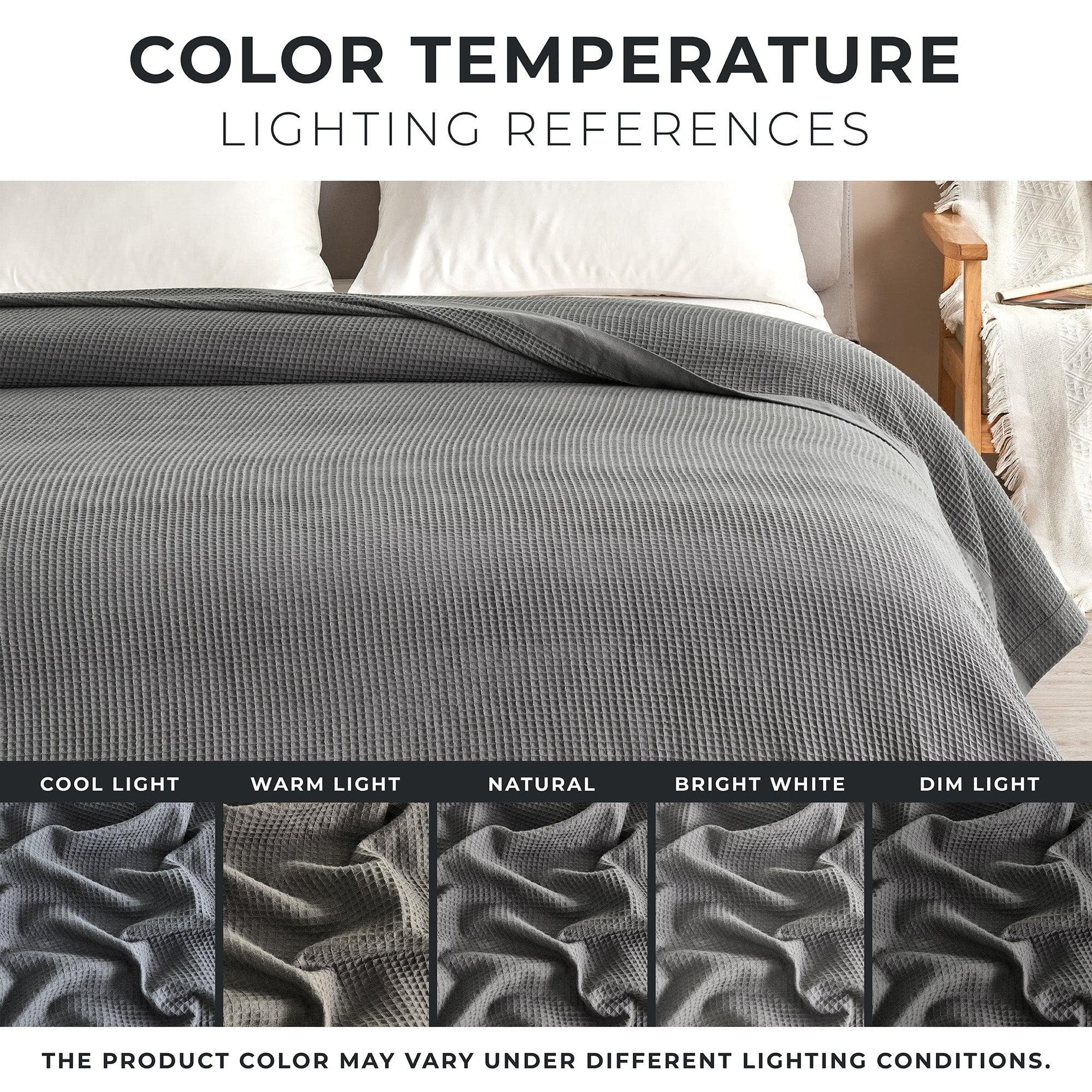 Great Bay Home Waffle Weave Cotton Blanket - Lightweight & Breathable