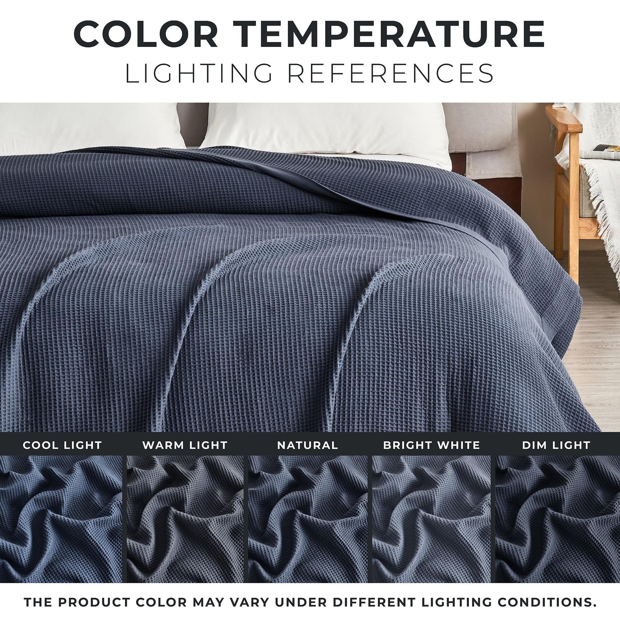 Great Bay Home Waffle Weave Cotton Blanket - Lightweight & Breathable