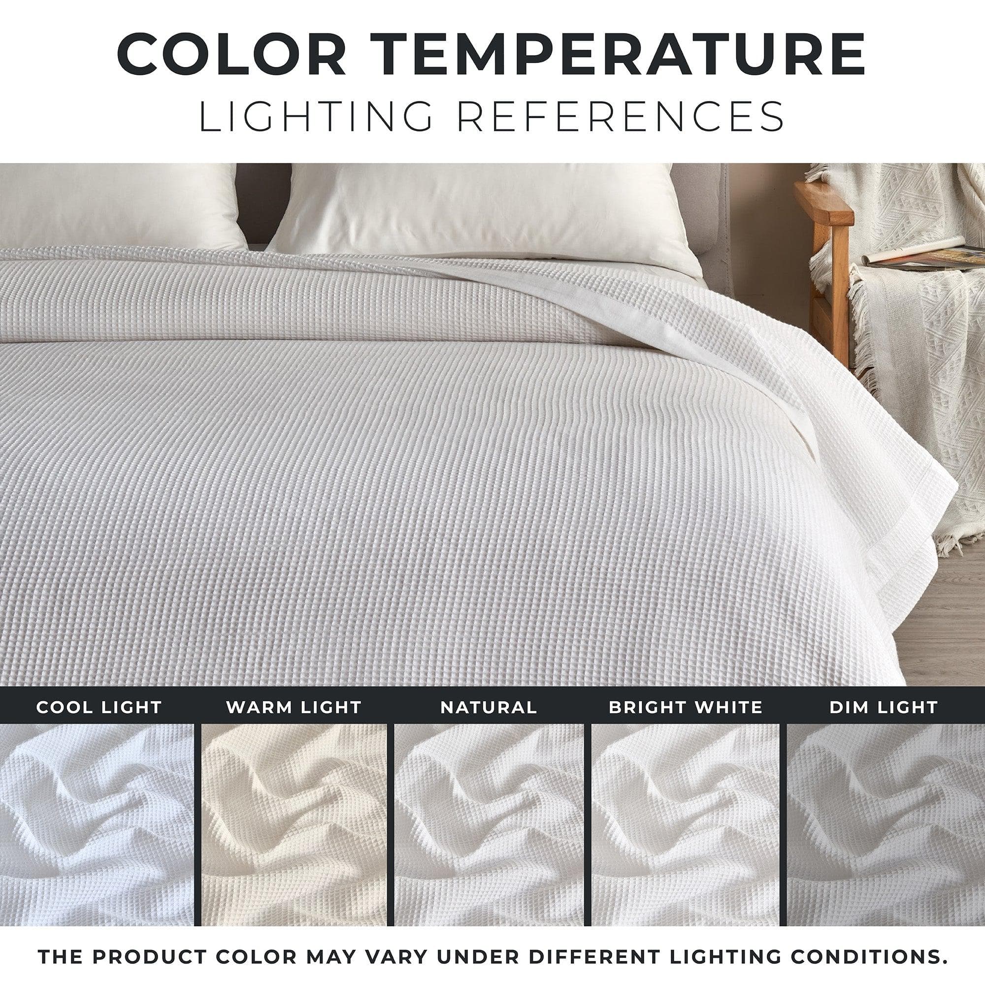 Great Bay Home Waffle Weave Cotton Blanket - Lightweight & Breathable
