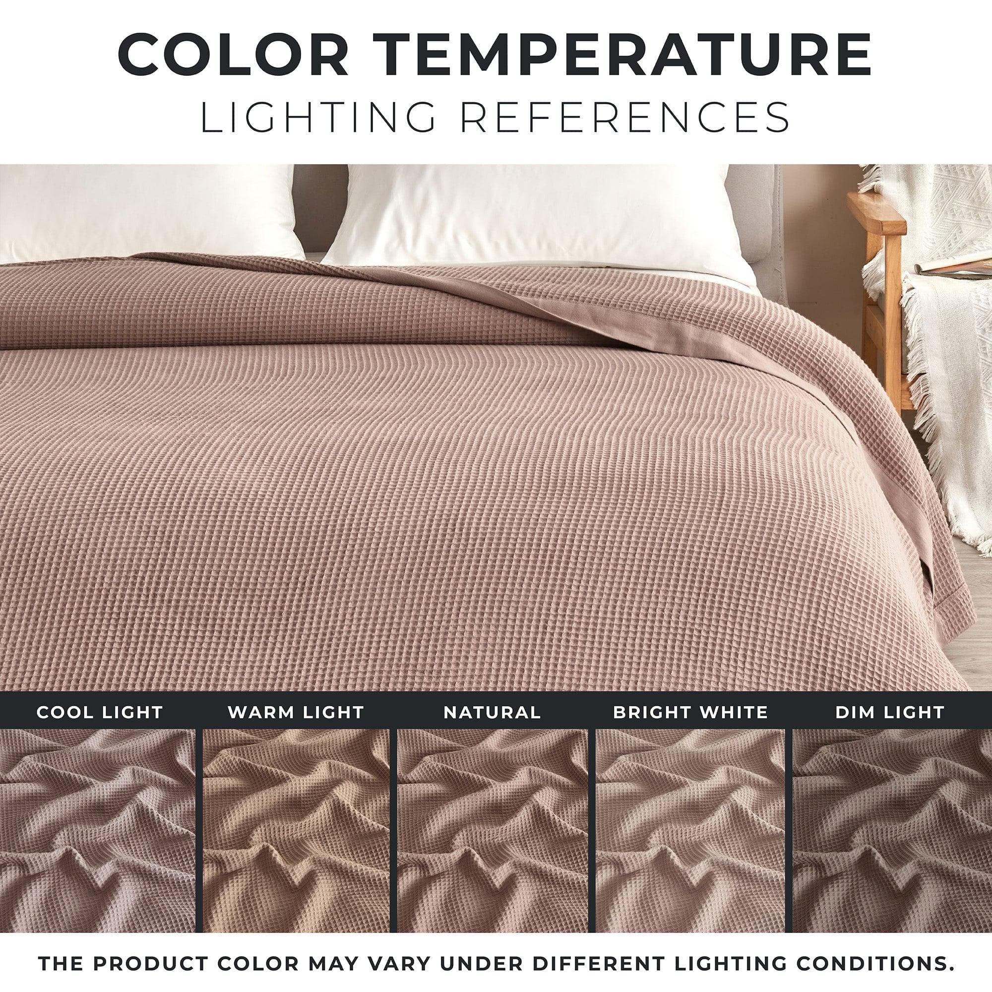 Great Bay Home Waffle Weave Cotton Blanket - Lightweight & Breathable