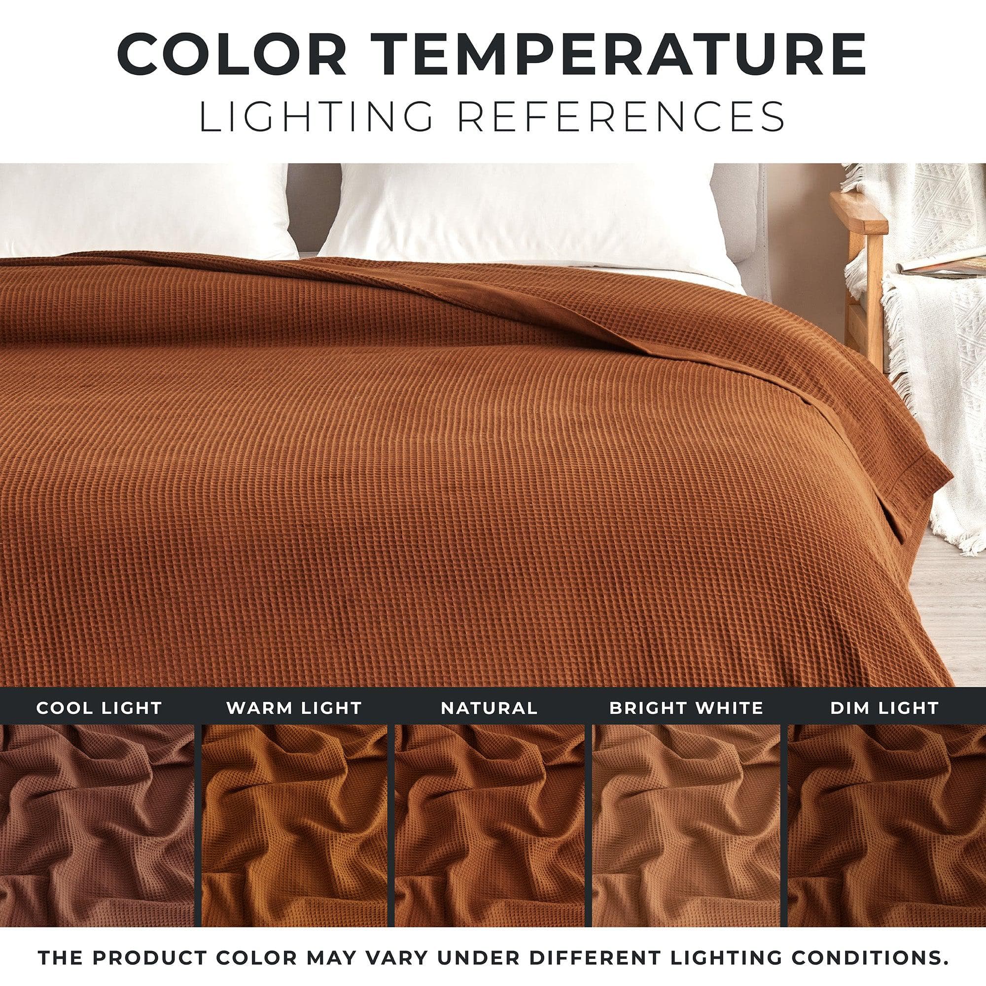 Great Bay Home Waffle Weave Cotton Blanket - Lightweight & Breathable