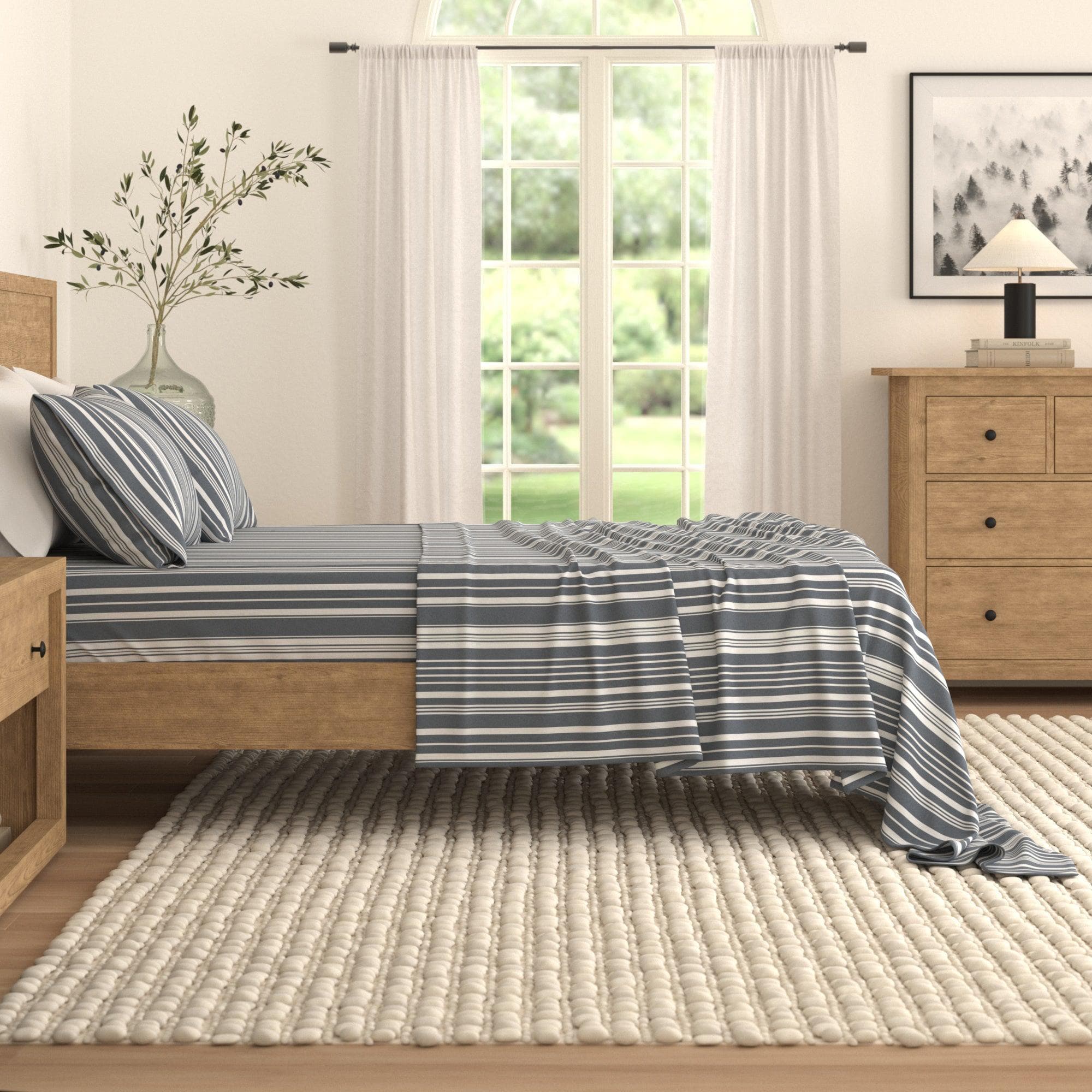 4-Piece Striped Microfiber Sheet Set - Elouise Collection