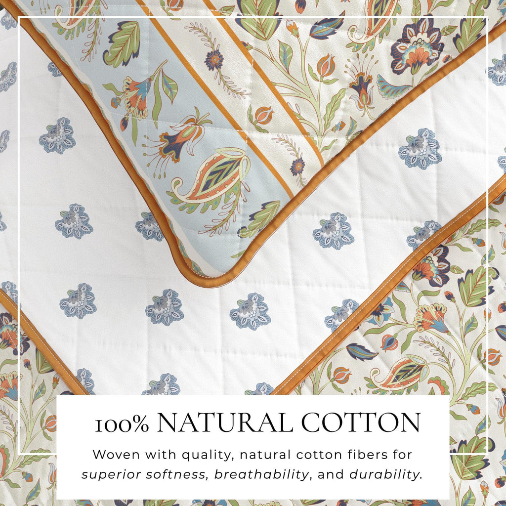 Ensemble de couvre-lit en coton imprimé floral bohème - Collection Indira