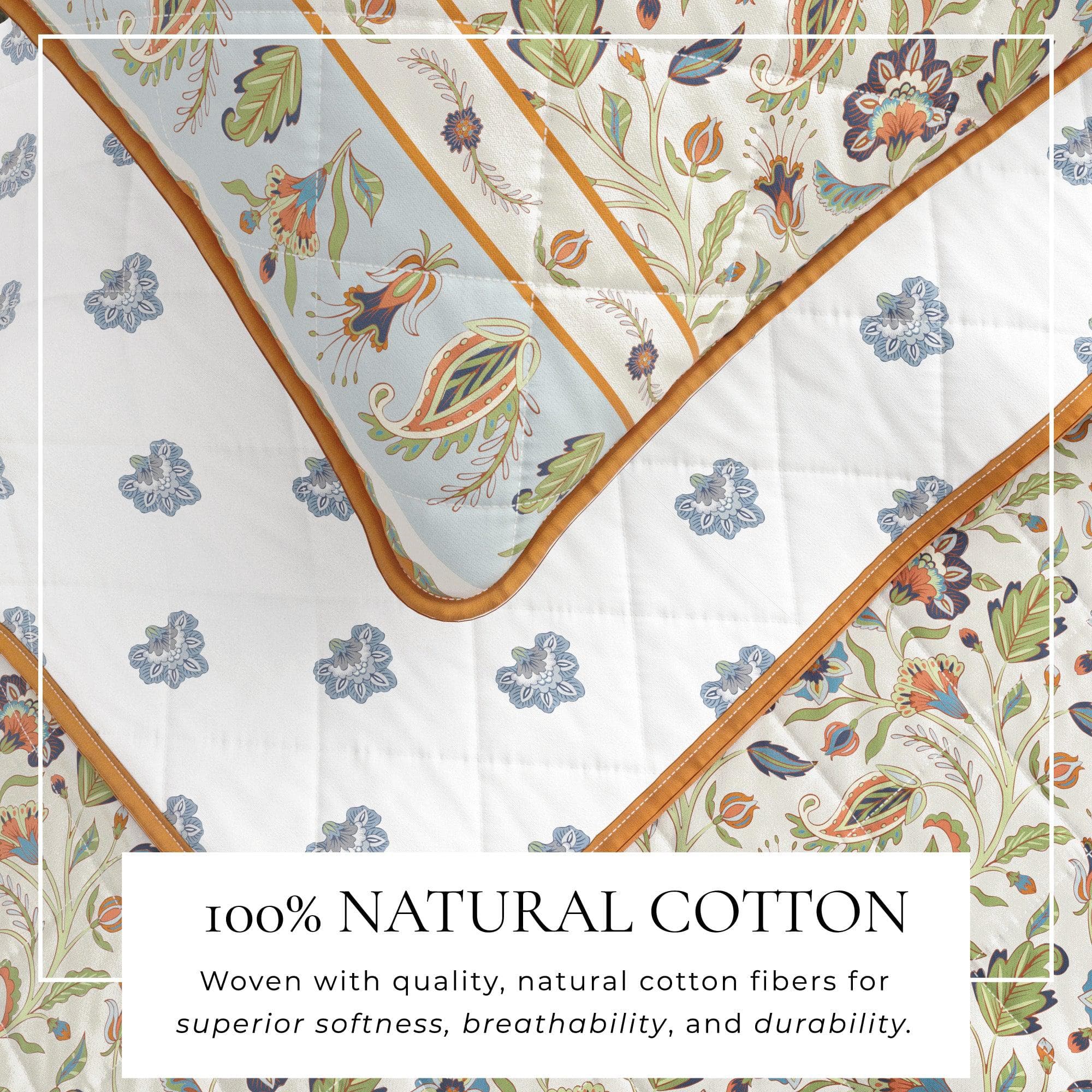 Ensemble de couvre-lit en coton imprimé floral bohème - Collection Indira
