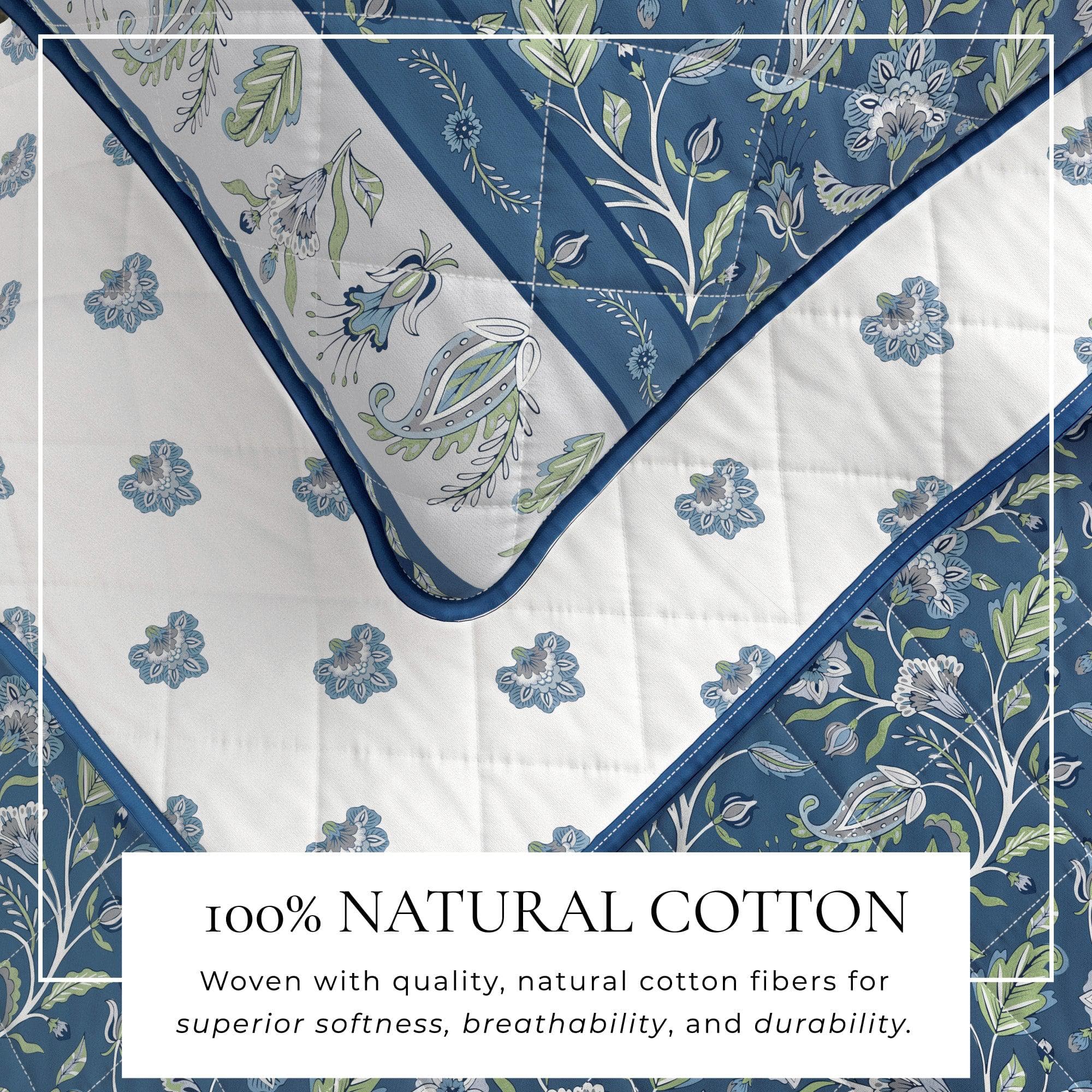 Ensemble de couvre-lit en coton imprimé floral bohème - Collection Indira