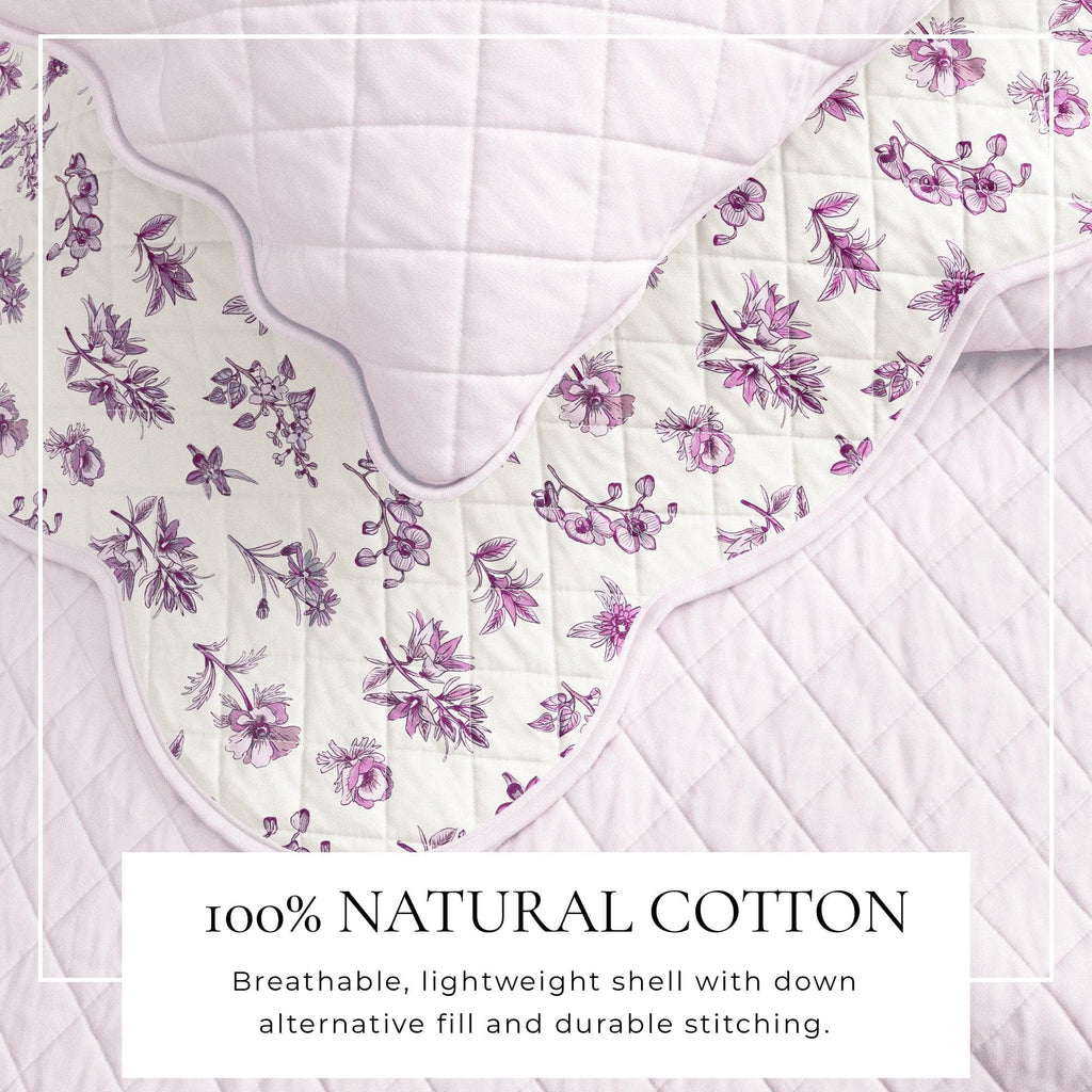 Bettwäsche-Set aus Baumwolle mit Blumenmuster und Wellenkante – Kollektion Sandie