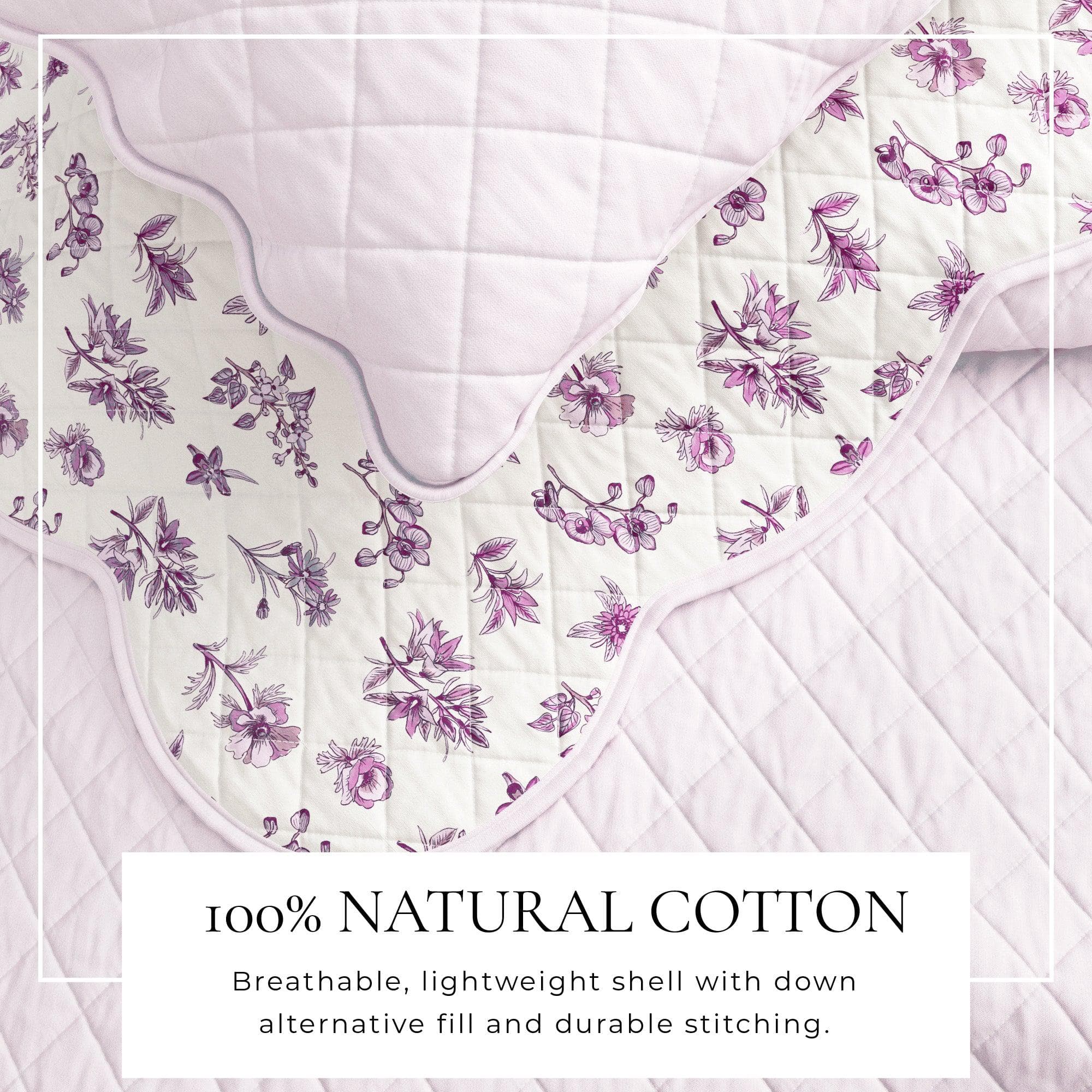 Bettwäsche-Set aus Baumwolle mit Blumenmuster und Wellenkante – Kollektion Sandie