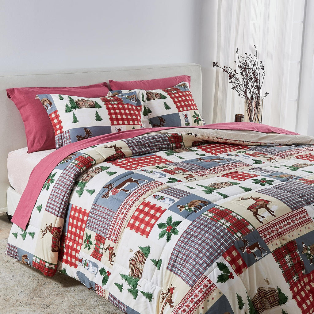 Wendbare Weihnachtsdecke und Kissenbezüge-Set – Holiday / Lodge Odette Kollektion