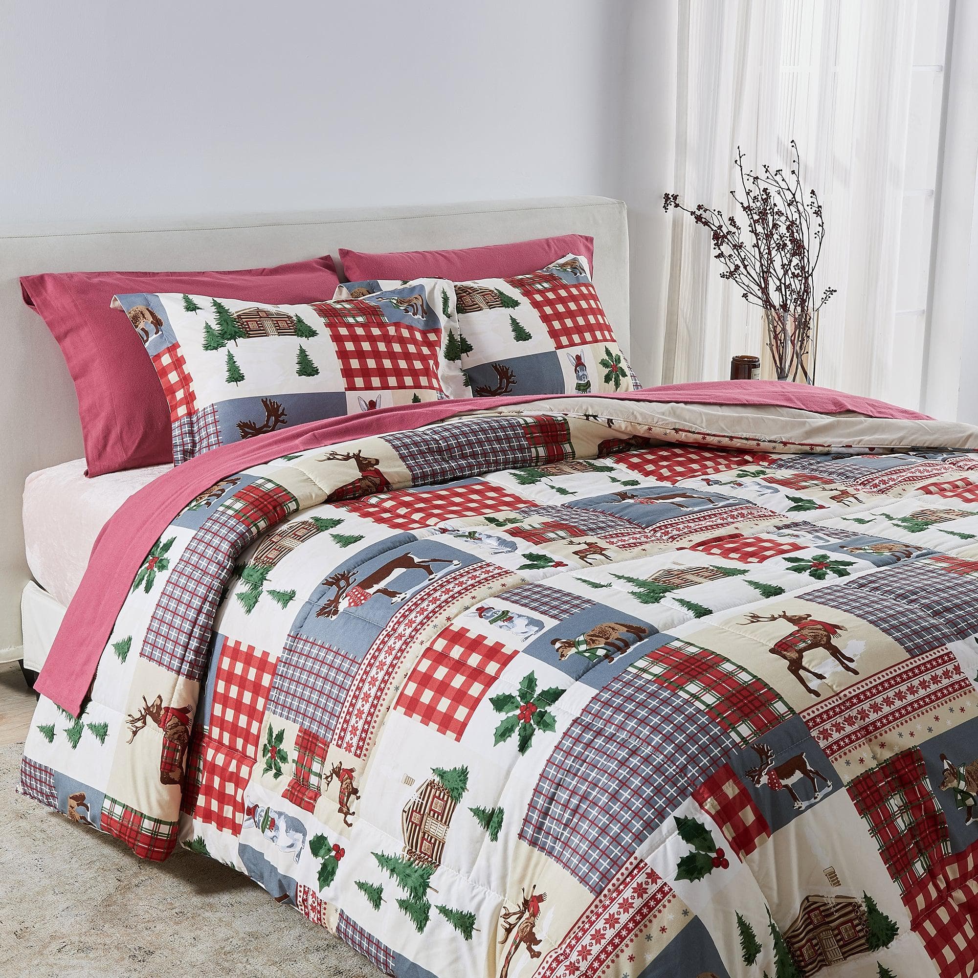 Wendbare Weihnachtsdecke und Kissenbezüge-Set – Holiday / Lodge Odette Kollektion