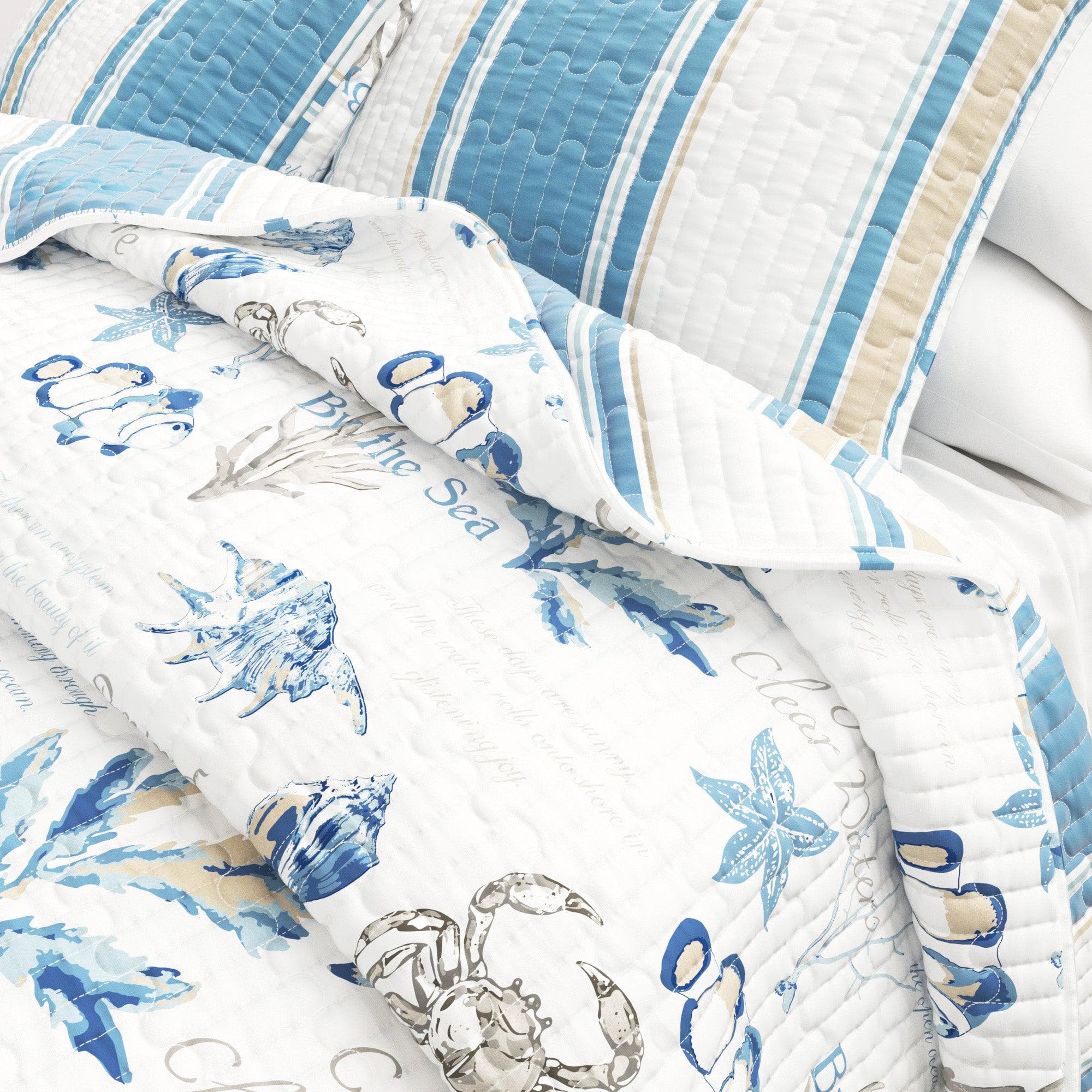 Stripe & Ocean Story Steppdecken-Set – New Castle Kollektion