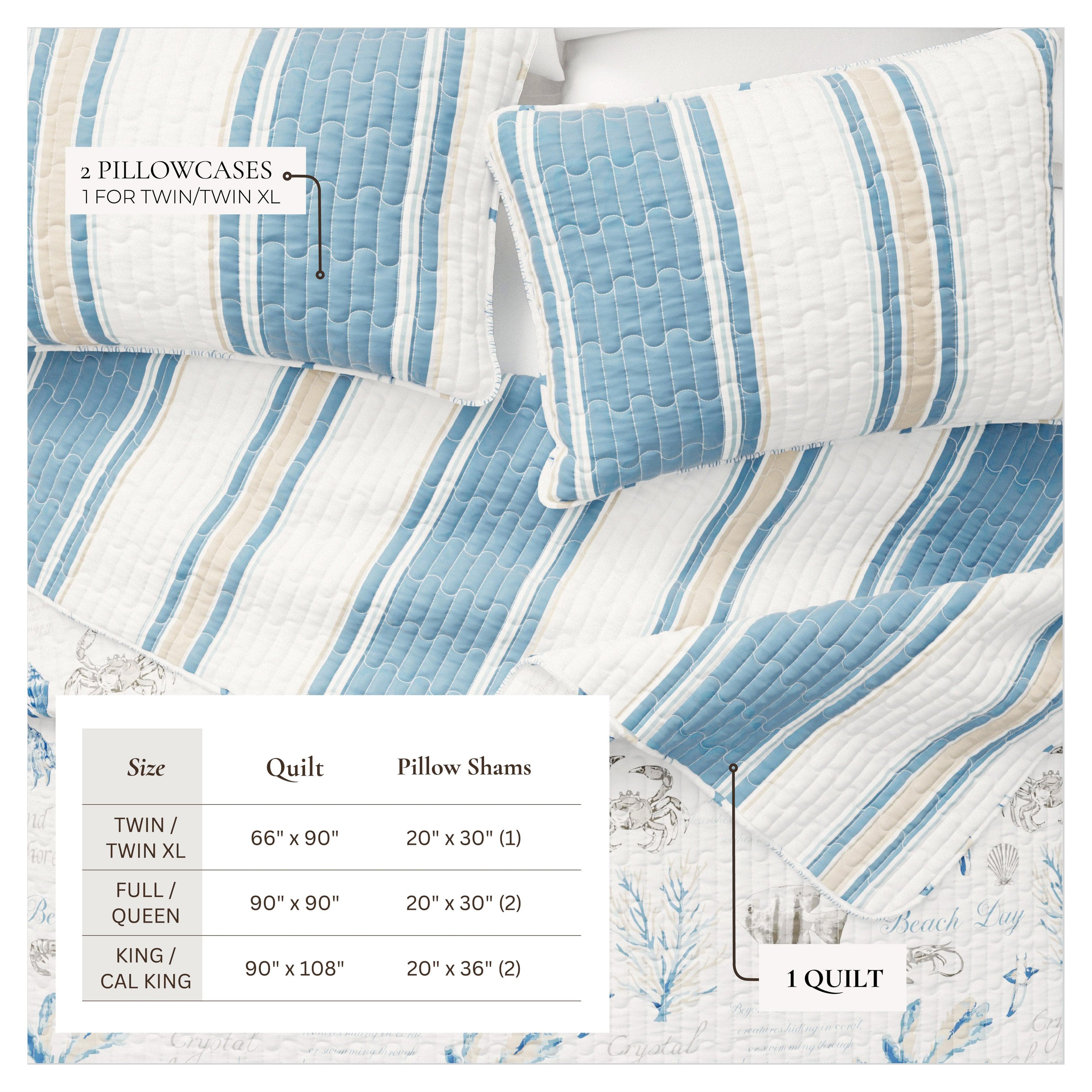 Stripe & Ocean Story Steppdecken-Set – New Castle Kollektion