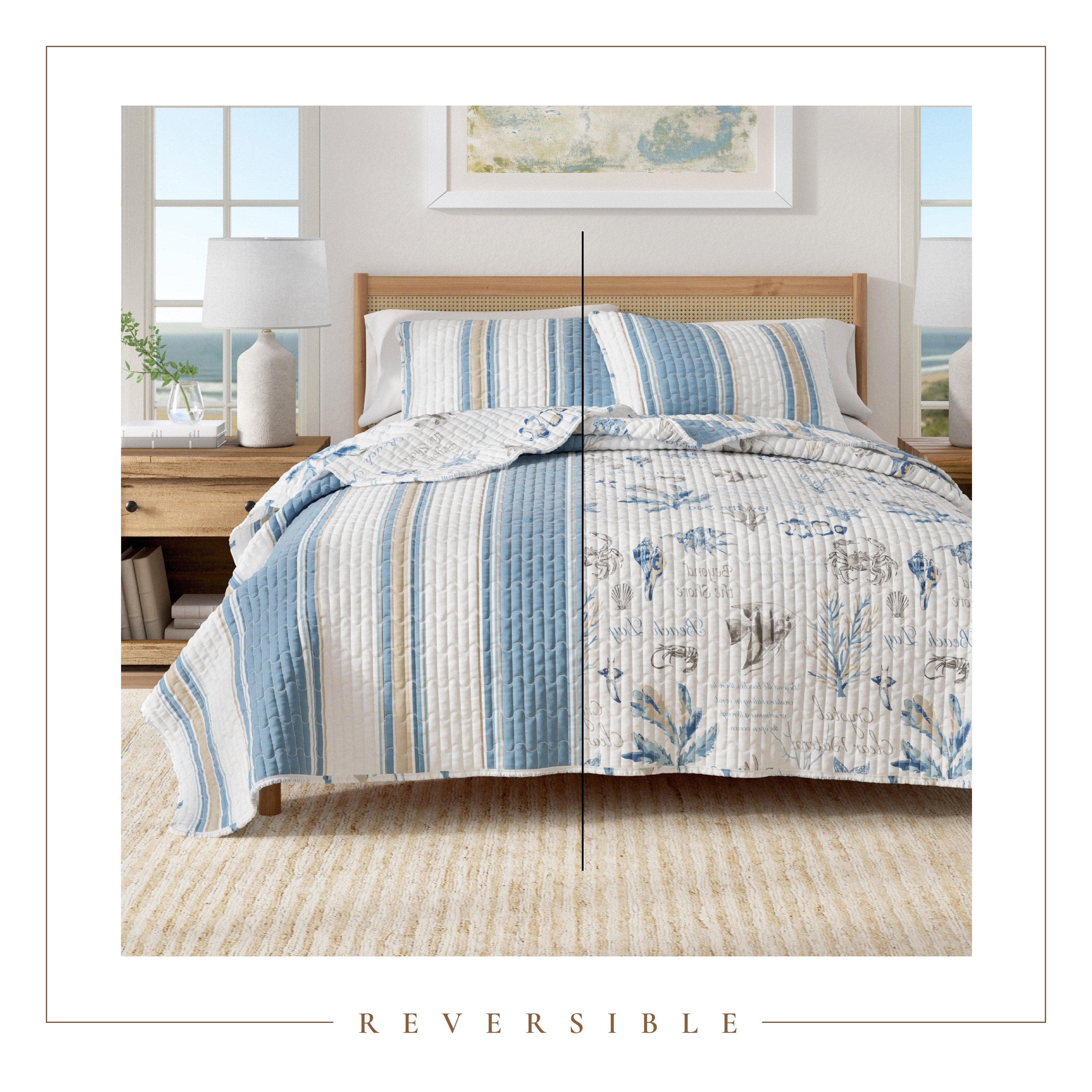 Stripe & Ocean Story Steppdecken-Set – New Castle Kollektion