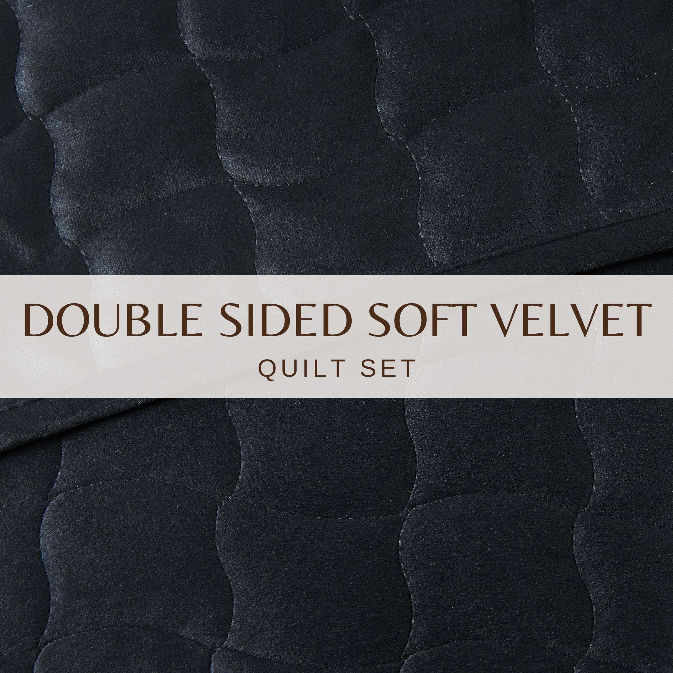 Samt-Steppdecken-Set mit Karosteppung – Kollektion Vivica