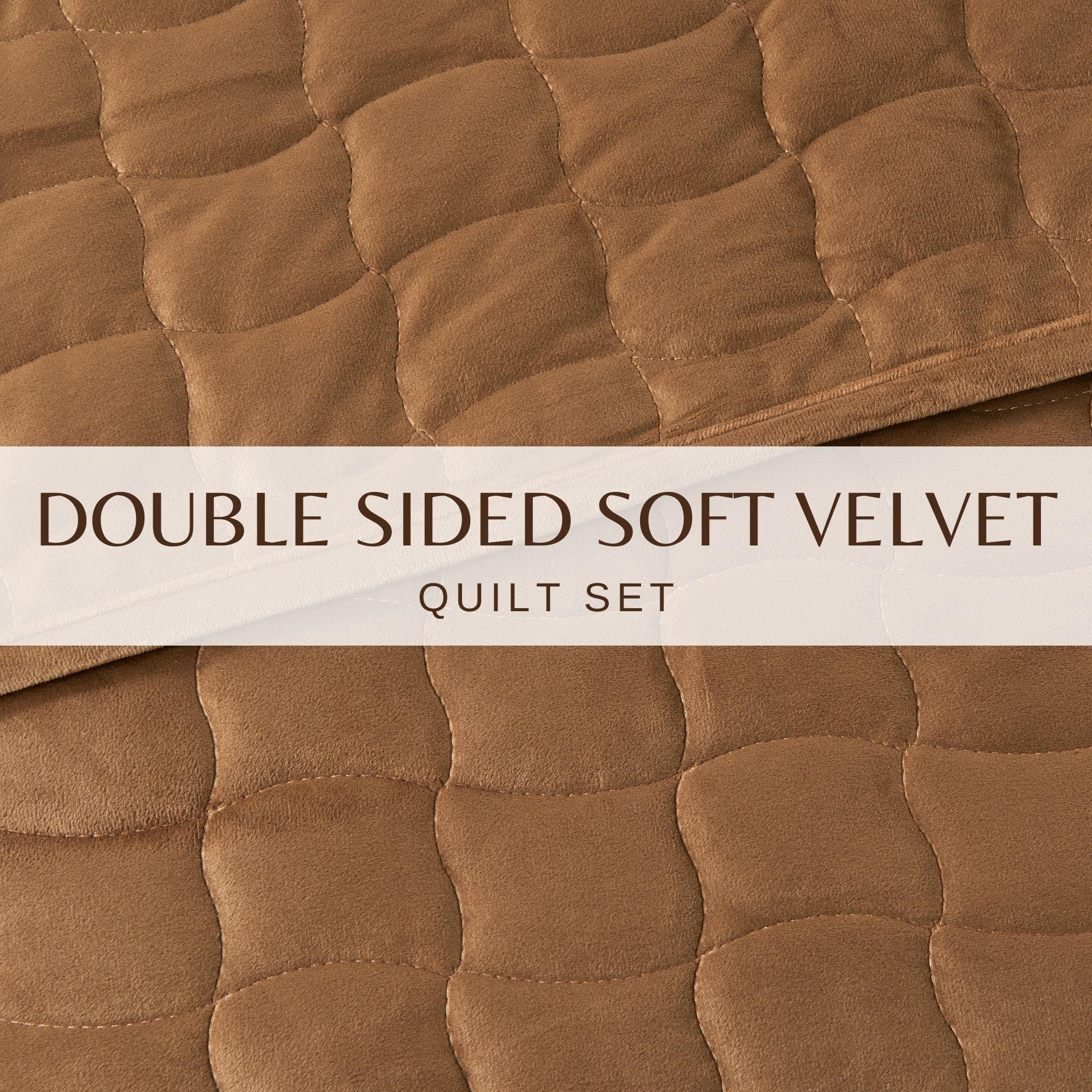 Samt-Steppdecken-Set mit Karosteppung – Kollektion Vivica
