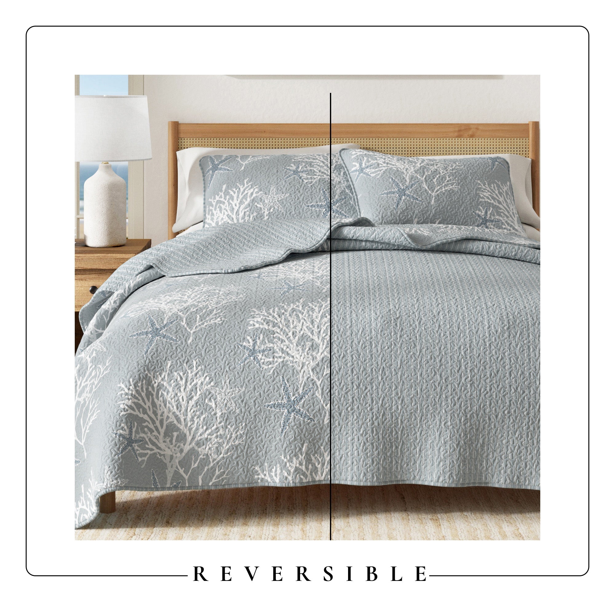Fenwick Collection Quilt Set - Reversible Coral Microfiber Quilt
