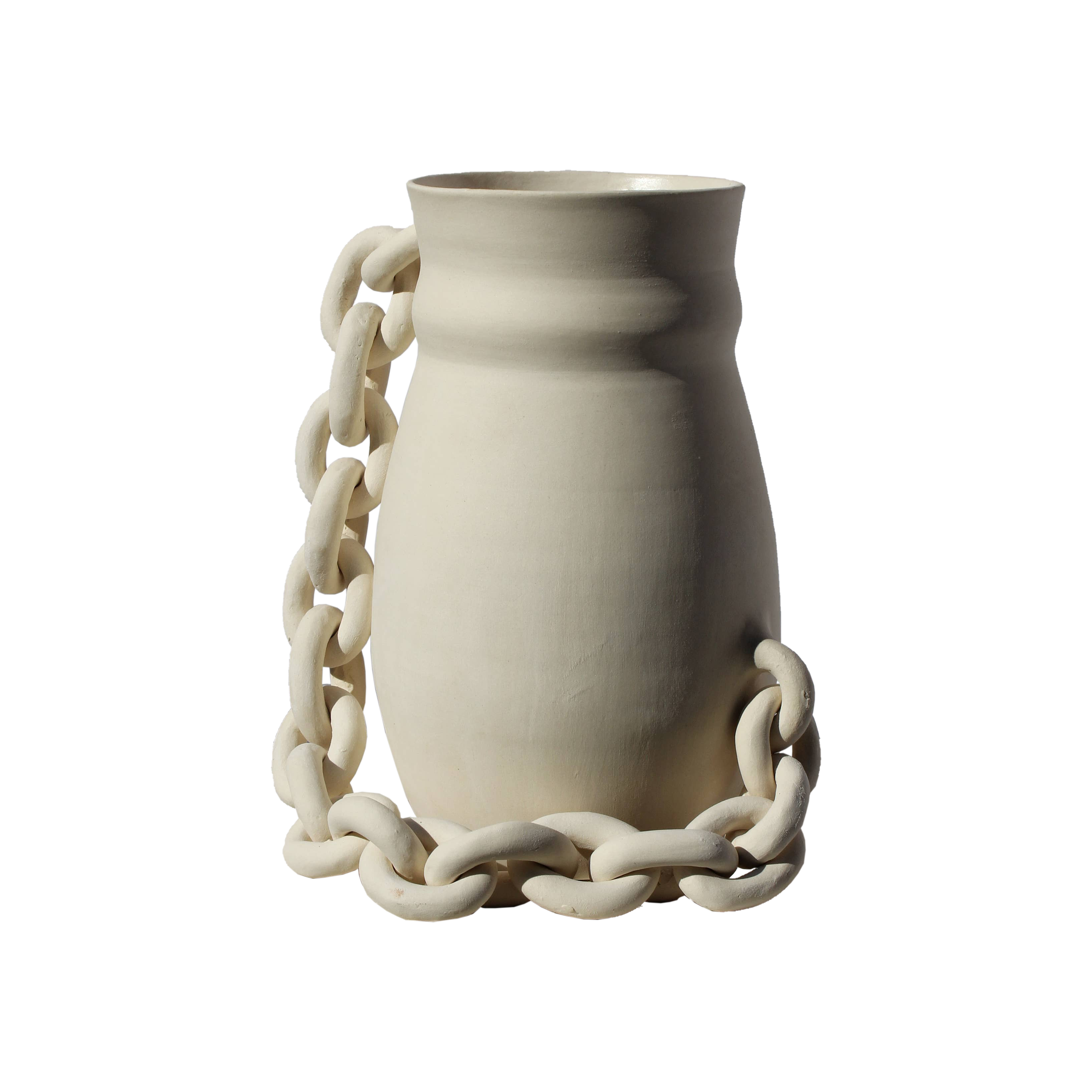 Handmade Stoneware Chain Vase – Satin Glaze, 8.5"