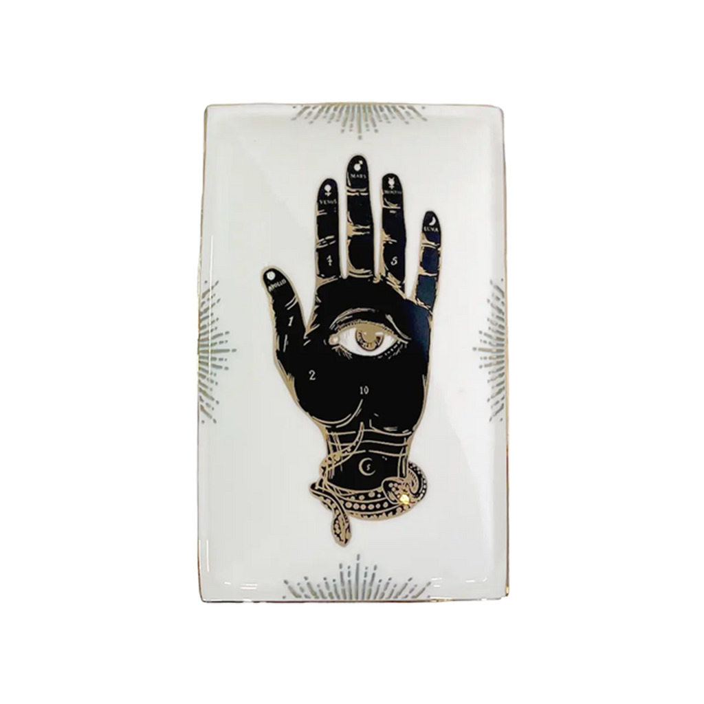 Hamsa Ceramic Box — Hand‑Painted with 24k Gold Trim