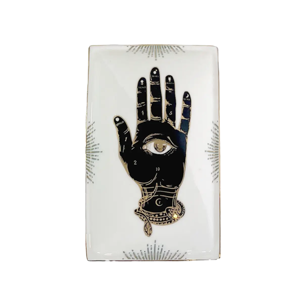 Hamsa Ceramic Box — Hand‑Painted with 24k Gold Trim