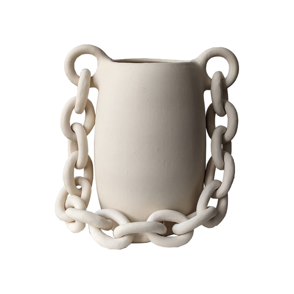 Handmade Porcelain Chain Vase — Satin Glaze