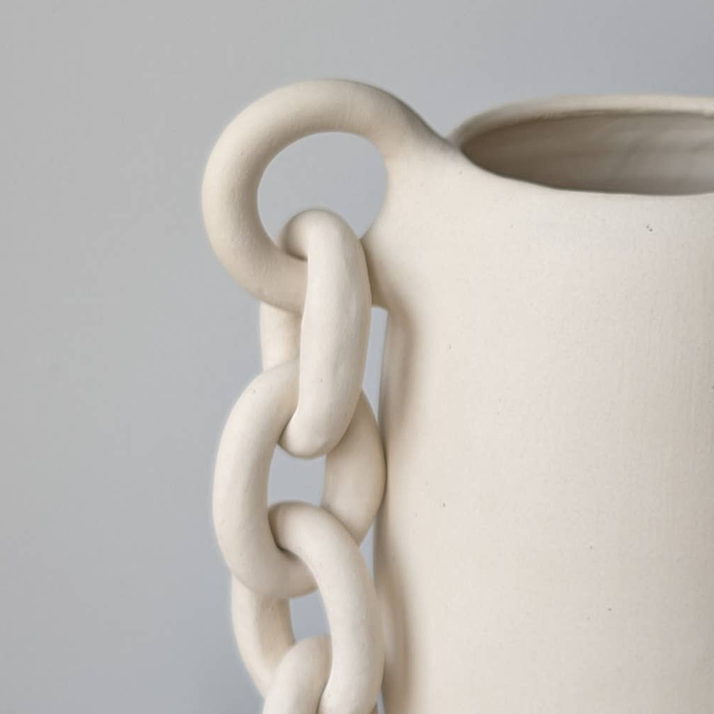 Handmade Porcelain Chain Vase — Satin Glaze